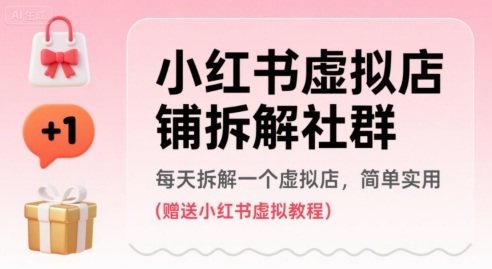 小红书虚拟店铺拆解社群，每天拆解一个虚拟店，简单实用(赠送小红书虚拟教程)-十一网创