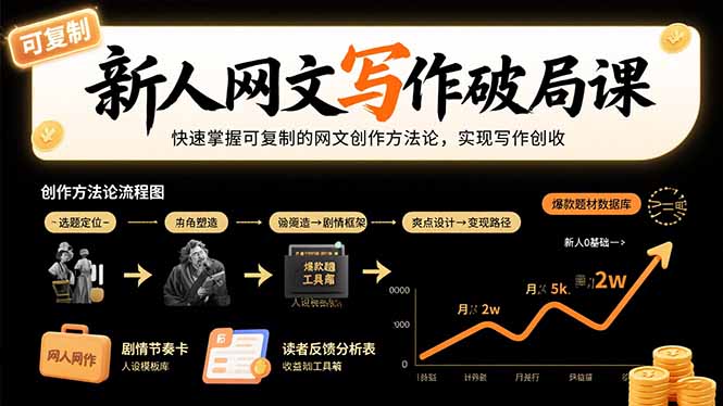 新人网文写作破局课：快速掌握可复制的网文创作方法论，实现写作创收-十一网创