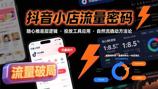 抖音小店流量密码，随心推底层逻辑，投放工具应用，自然流撬动核心方法论-十一网创