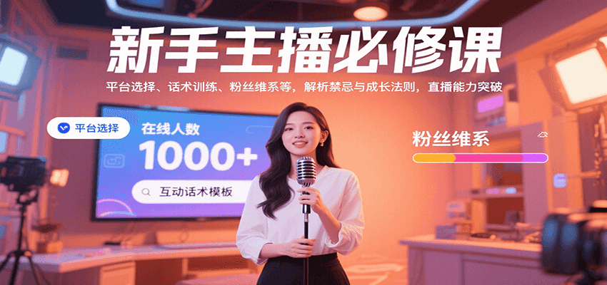 新手主播必修课：平台选择、话术训练、粉丝维系等，解析禁忌与成长法则，突破直播能力-十一网创