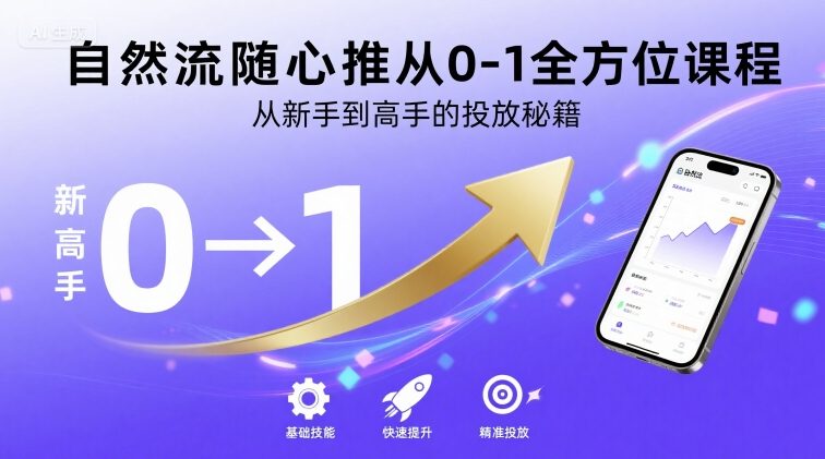 自然流随心推从0-1全方位课程，从新手到高手的投放秘籍-十一网创