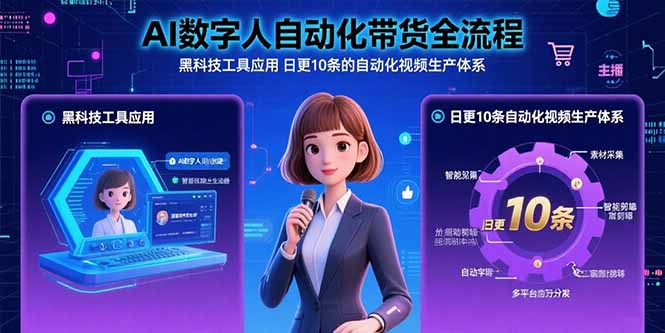 AI数字人自动化带货全流程：黑科技工具应用日更10条的自动化视频生产体系-十一网创