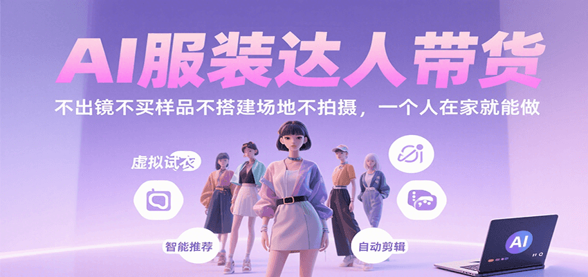 AI服装达人带货，不出镜不买样品不搭建场地不拍摄，一个人在家就能做-十一网创
