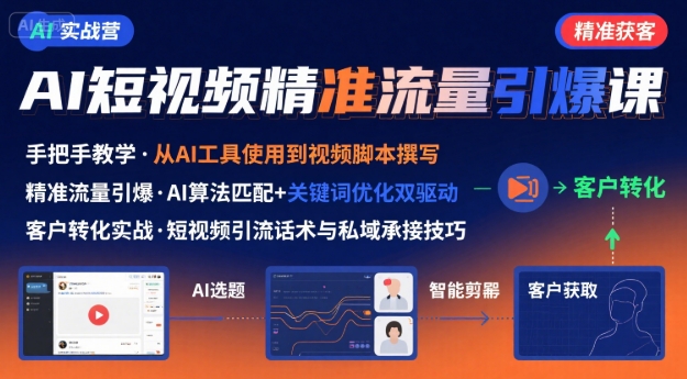 AI+短视频引爆精准客户实战营，手把手教你引爆Ai短视频精准流量-十一网创