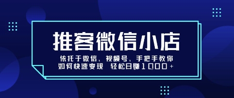 推客微信小店依托于微信、视频号，手把手教你如何快速变现轻松日入1k+【揭秘】-十一网创