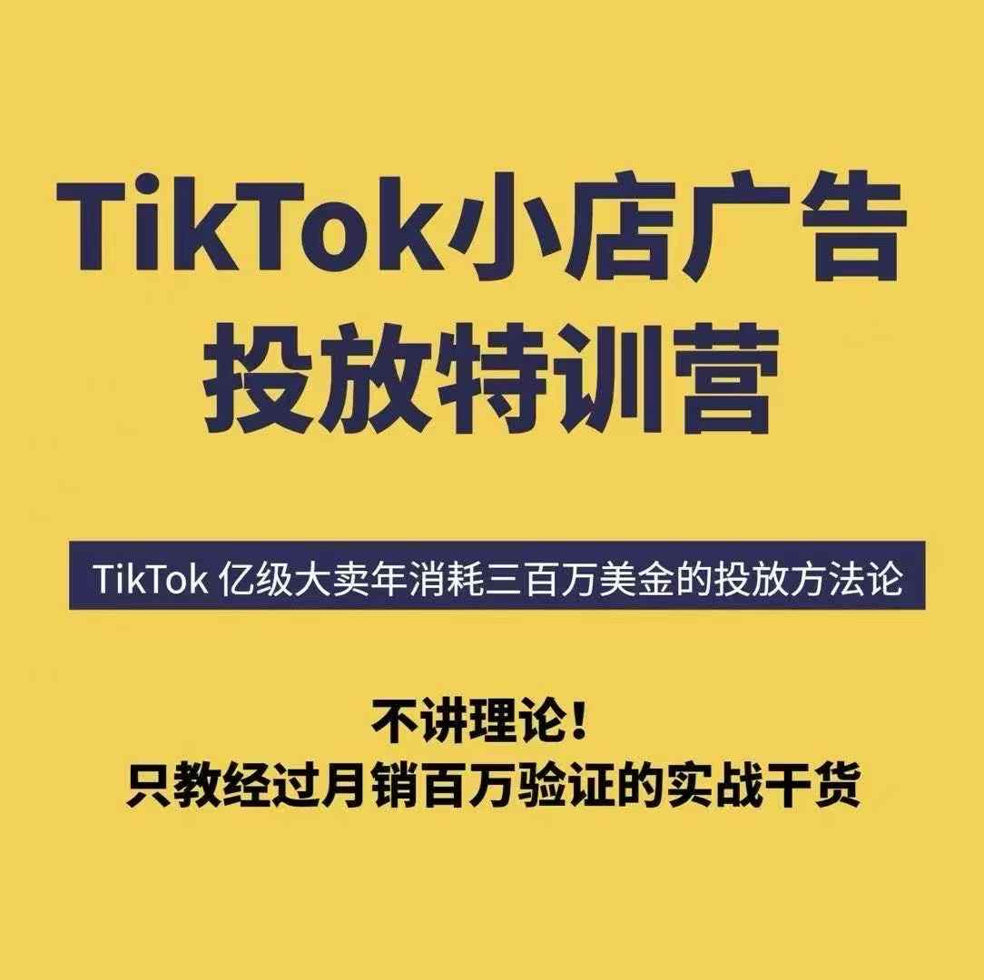 TikTok小店广告投放特训营，6天破局计划专治各种“投不动”，教你经过月销百万验证的实战干货-十一网创