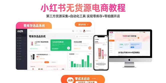 小红书无货源电商教程：第三方货源采集+自动化工具实现零库存+零拍摄开店-十一网创