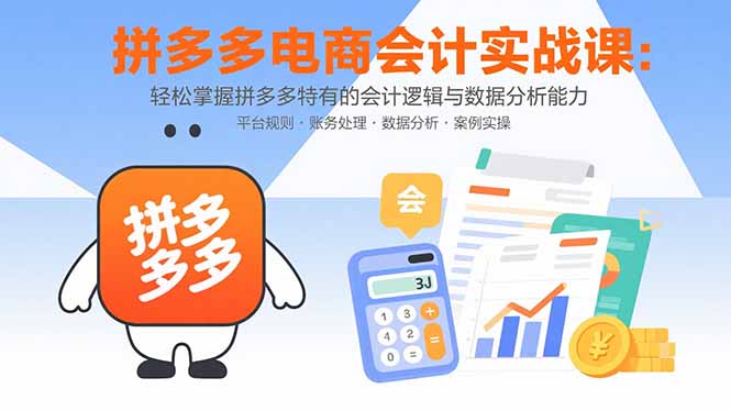 拼多多电商会计实战课：轻松掌握拼多多特有的会计逻辑与数据分析能力-十一网创
