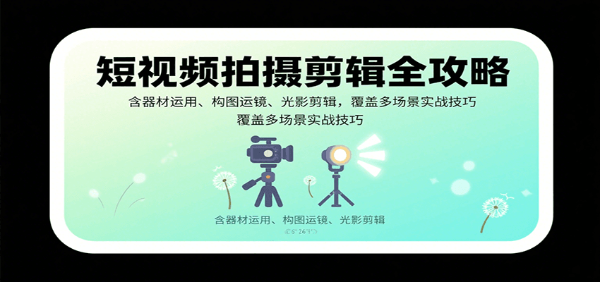 短视频拍摄剪辑全攻略：含器材运用、构图运镜、光影剪辑，覆盖多场景实战技巧-十一网创