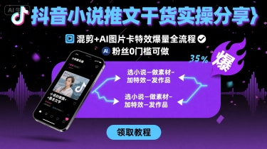 抖音小说推文干货实操分享，混剪+AI图片卡特效爆量全流程，0粉丝0门槛可做-十一网创