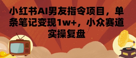 小红书AI男友指令项目，单条笔记变现1w+，小众赛道实操复盘-十一网创