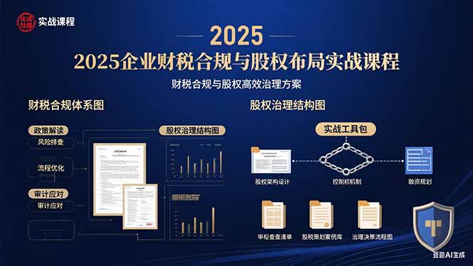 2025企业财税合规与股权布局的实战课程：财税合规与股权高效治理方案-十一网创