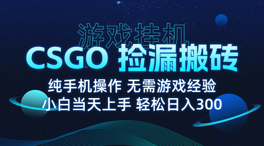 8月最新游戏搬砖，CSGO纯挂机，不需要玩游戏，实现真挂机，月入1W+-十一网创