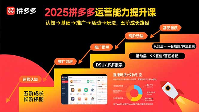 2025拼多多运营能力提升课：认知→基础→推广→活动→玩法，五阶成长路径-十一网创