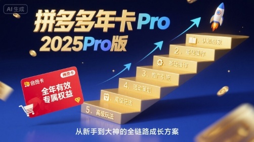 拼多多年卡2025Pro版，五大板块从认知到基础、从推广到活动、从活动到玩法-十一网创
