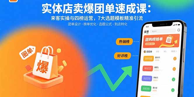 实体店卖爆团单速成课：来客实操与四榜运营，7大选题模板精准引流-十一网创