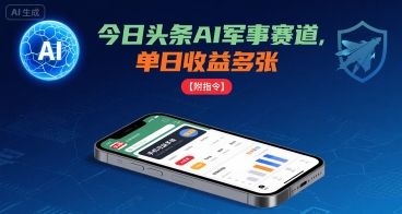 今日头条AI军事赛道，单日收益多张，手机可做【附指令】-十一网创