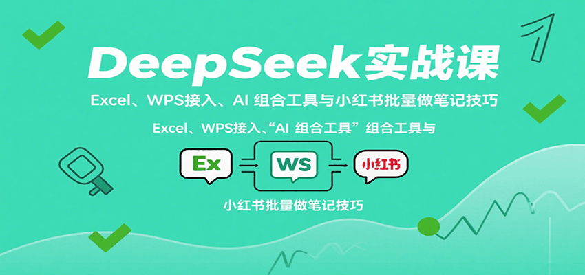 DeepSeek实战课：Excel、WPS接入、AI组合工具与小红书批量做笔记技巧-十一网创