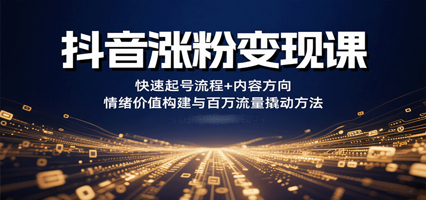 抖音涨粉变现课，快速起号流程+内容方向+情绪价值构建与百万流量撬动方法-十一网创