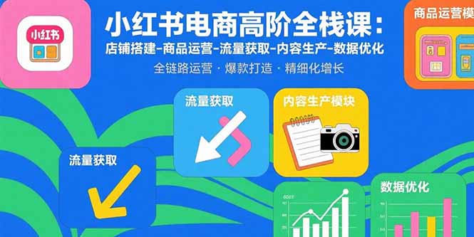 小红书电商高阶全栈课：店铺搭建-商品运营-流量获取-内容生产-数据优化-十一网创