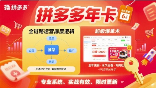 拼多多年卡【8月更新6节】拼多多全链路运营底层逻辑，超级爆单术-十一网创