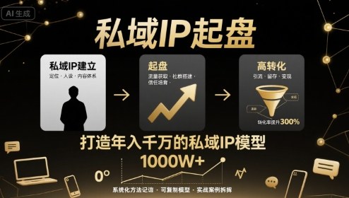 私域IP起盘，私域ip建立、起盘、高转化，打造年入千万的私域ip模型-十一网创