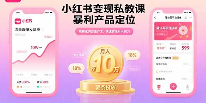 小红书变现私教课，暴利产品定位，高转化内容生产术，快速实现月入10万-十一网创