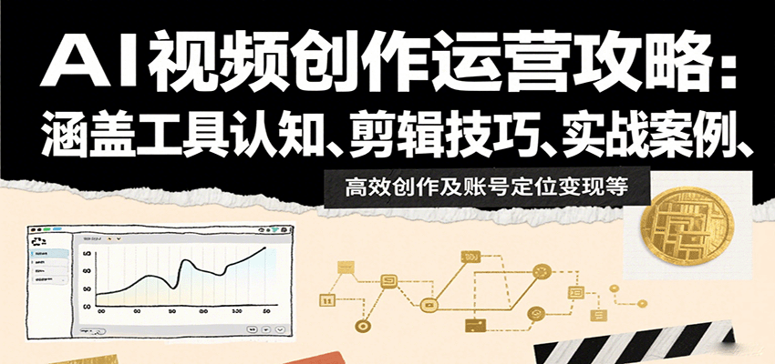 AI视频创作运营攻略：涵盖工具认知、剪辑技巧、实战案例、高效创作及账号定位变现等-十一网创
