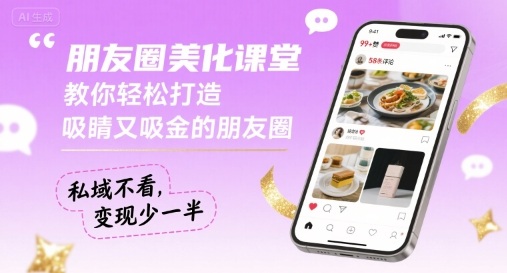 朋友圈美化课堂，教你轻松打造，吸睛又吸金的朋友圈，私域不看，变现少一半-十一网创