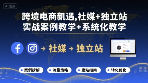 跨境电商新机遇，社媒+独立站，实战案例教学+系统化教学-十一网创