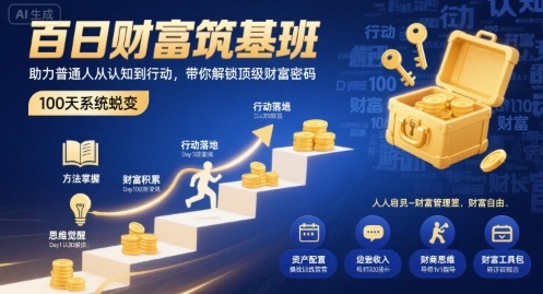 百日财富筑基班，助力普通人从认知到行动，带你解锁顶级财富密码-十一网创