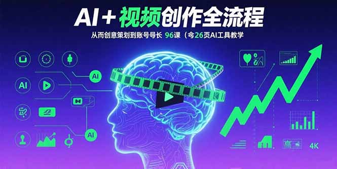 AI+短视频创作全流程：从创意策划到账号增长，96节课(含26项AI工具教学-十一网创