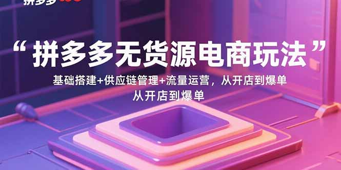 拼多多无货源电商玩法：基础搭建+供应链管理+流量运营，从开店到爆单-十一网创