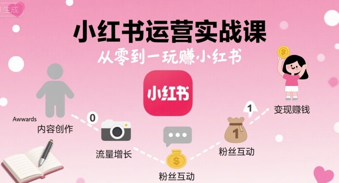 小红书运营实战课，从零到一玩賺小红书-十一网创