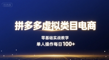 拼多多虚拟类目电商，零基础实战教学，单人操作每日100+-十一网创