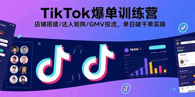 TikTok爆单训练营，店铺搭建/达人矩阵/GMV投流，单日破千单实操-十一网创