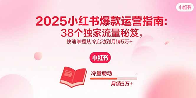2025小红书爆款运营指南：38个独家流量秘笈，快速掌握从冷启动到月销5万+-十一网创