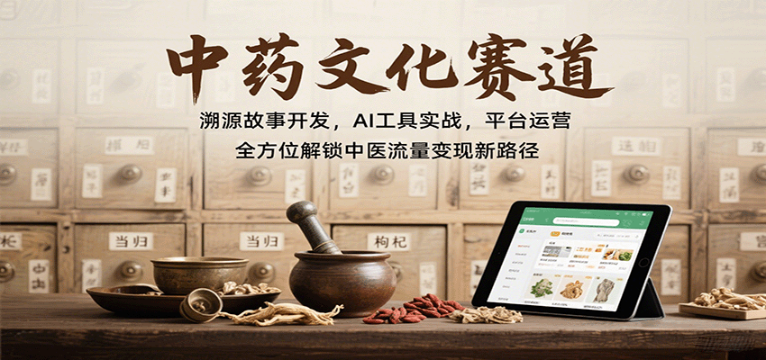 中药文化赛道：溯源故事开发，AI工具实战，平台运营，全方位解锁中医流量变现新路径-十一网创