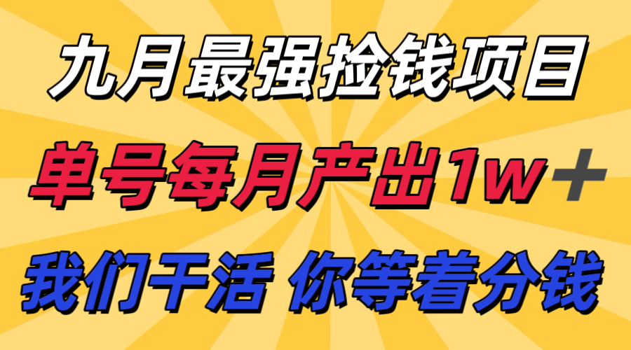 九月最强捡钱项目！支付宝分成代运营，我们干活，你分钱！单号月产1w+-十一网创