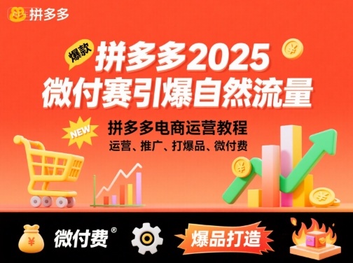 拼多多2025微付赛引爆自然流量，拼多多电商运营教程，运营、推广、打爆品、微付费-十一网创