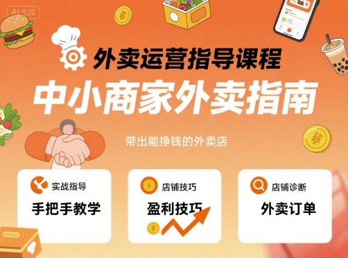 外卖运营指导课程，中小商家外卖指南，手把手带出能挣钱的外卖店-十一网创