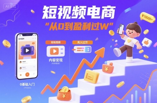 短视频电商：短视频变现从0到盈利过W-十一网创