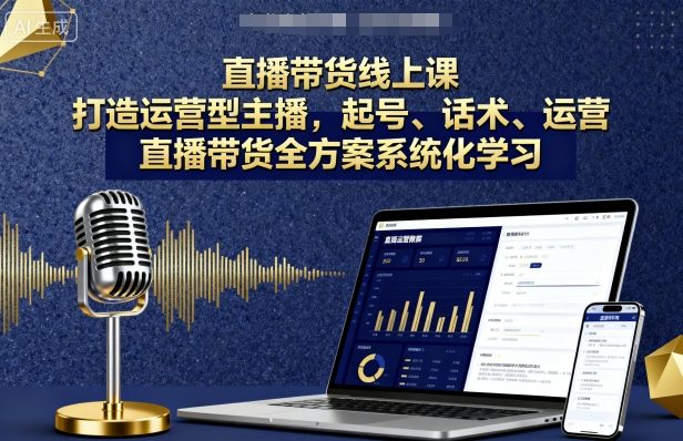 直播带货线上课，打造运营型主播，起号、话术、运营，直播带货全方案系统化学习-十一网创