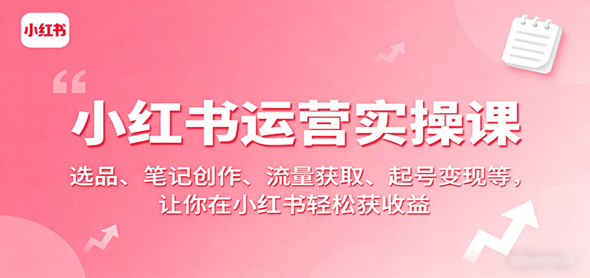 小红书运营实操课：选品、笔记创作、流量获取、起号变现等，让你在小红书轻松获收益-十一网创