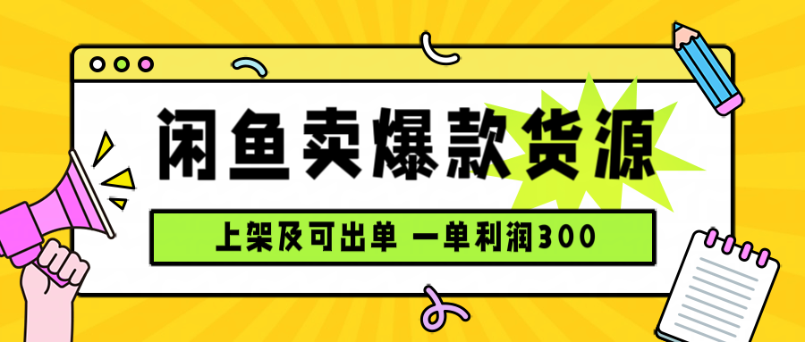 闲鱼卖爆款货源，每天利润1000，上架即出单-十一网创