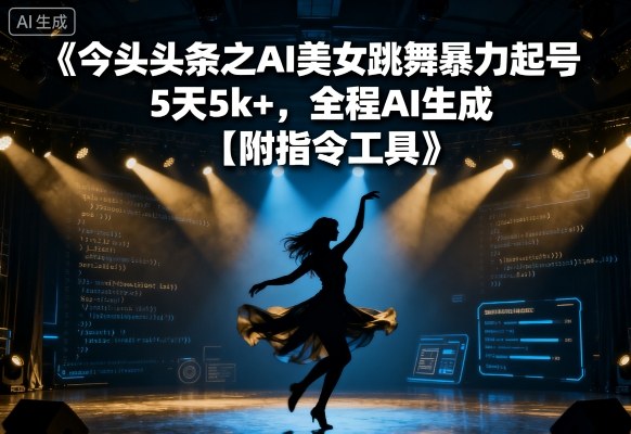 今日头条之AI美女跳舞暴力起号，5天1k+，全程AI生成【附指令工具】-十一网创