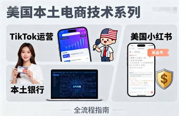 美国本土电商技术，Tiktok运营篇+美国小红书篇+本土银行篇-十一网创