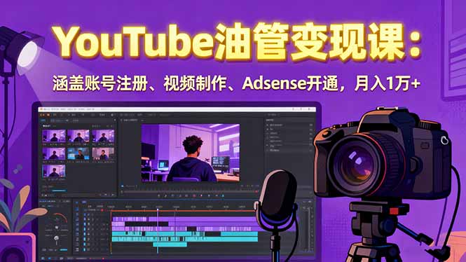 2025YouTube油管变现课：涵盖账号注册、视频制作、Adsense开通，月入1万+-十一网创