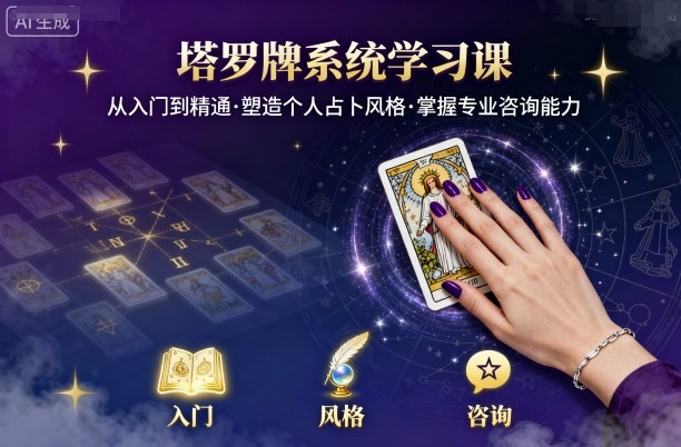塔罗牌系统学习课，助你从入门到精通，塑造个人占卜风格，掌握专业咨询能力-十一网创