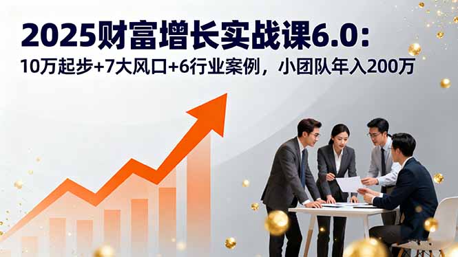 2025财富增长实战课6.0：10万起步+7大风口+6行业案例，小团队年入200万-十一网创